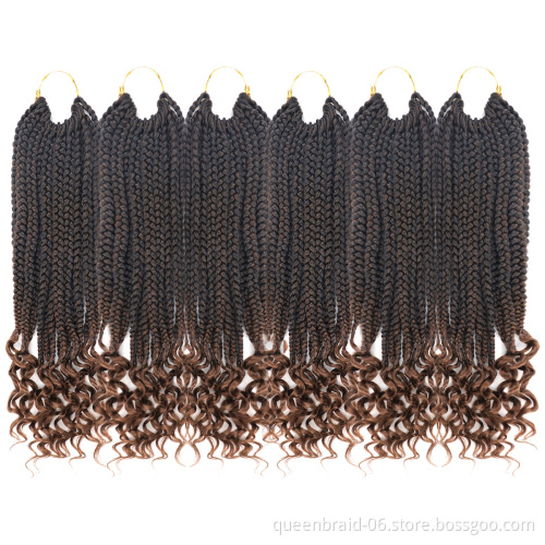 18inch Ombre Goddess Box Braids With Curly Ends Crochet Box Braids Hair Synthetic Box Braiding Hair Extension